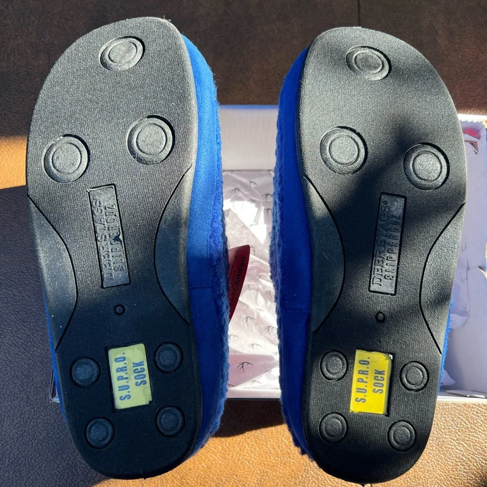 Deer Stags “Slipperooz” Blue Smiley Face Slippers – Size 8M NET‎